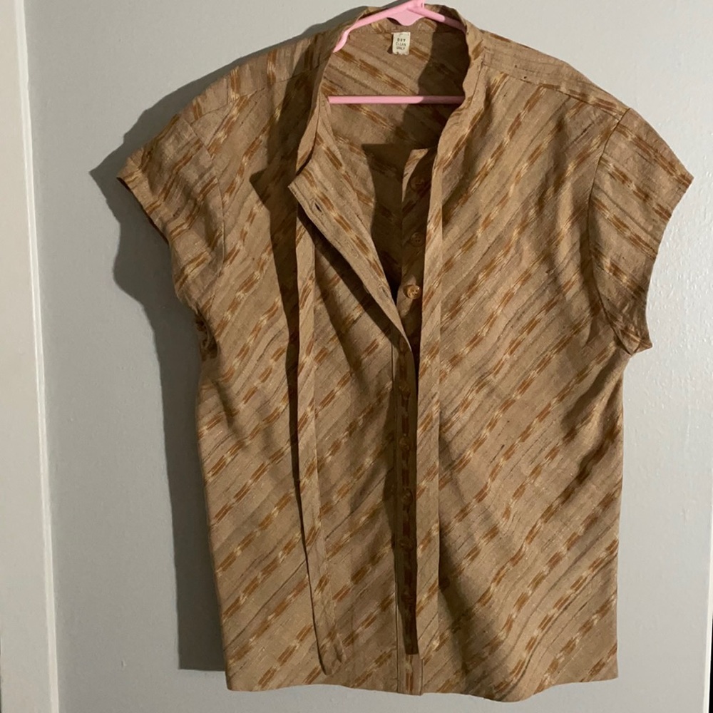 Vintage Tan Blouse with Neck Tie